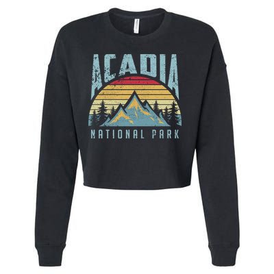Acadia National Park Maine Mountains Retro Gift Cropped Pullover Crew