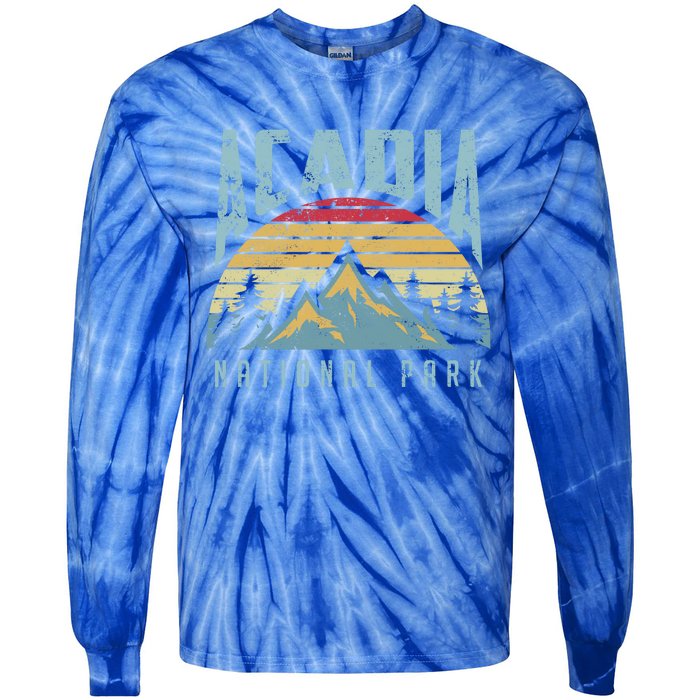 Acadia National Park Maine Mountains Retro Gift Tie-Dye Long Sleeve Shirt