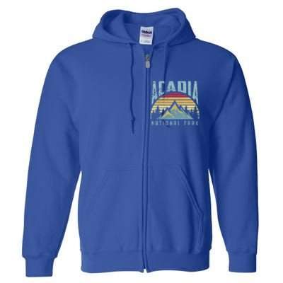 Acadia National Park Maine Mountains Retro Gift Full Zip Hoodie