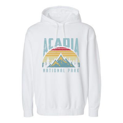 Acadia National Park Maine Mountains Retro Gift Garment-Dyed Fleece Hoodie