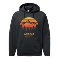 Acadia National Park Retro Vintage Souvenir Performance Fleece Hoodie