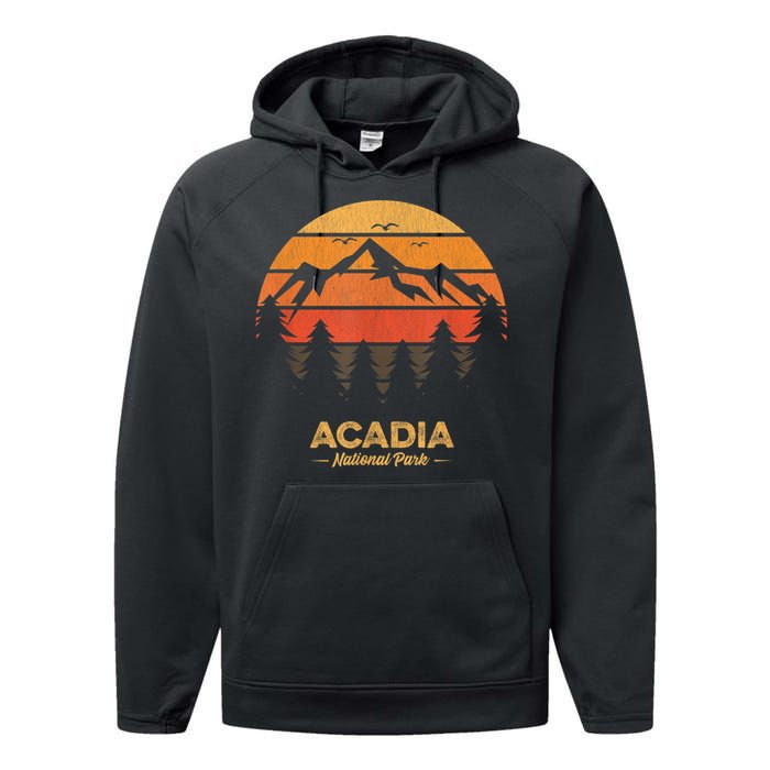 Acadia National Park Retro Vintage Souvenir Performance Fleece Hoodie