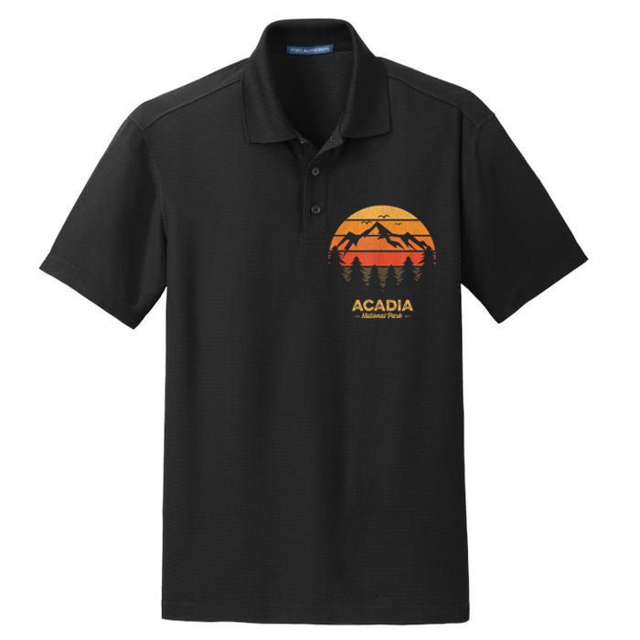 Acadia National Park Retro Vintage Souvenir Dry Zone Grid Polo