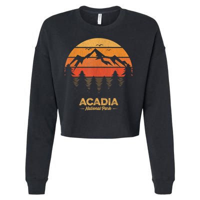Acadia National Park Retro Vintage Souvenir Cropped Pullover Crew