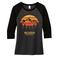 Acadia National Park Retro Vintage Souvenir Women's Tri-Blend 3/4-Sleeve Raglan Shirt