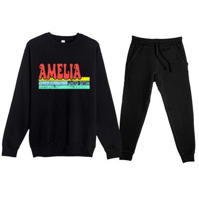 Amelia Name Personalized Cute Idea Premium Crewneck Sweatsuit Set