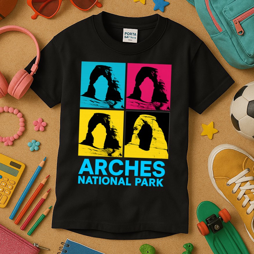 Arches National Park Warhol Style Kids T-Shirt