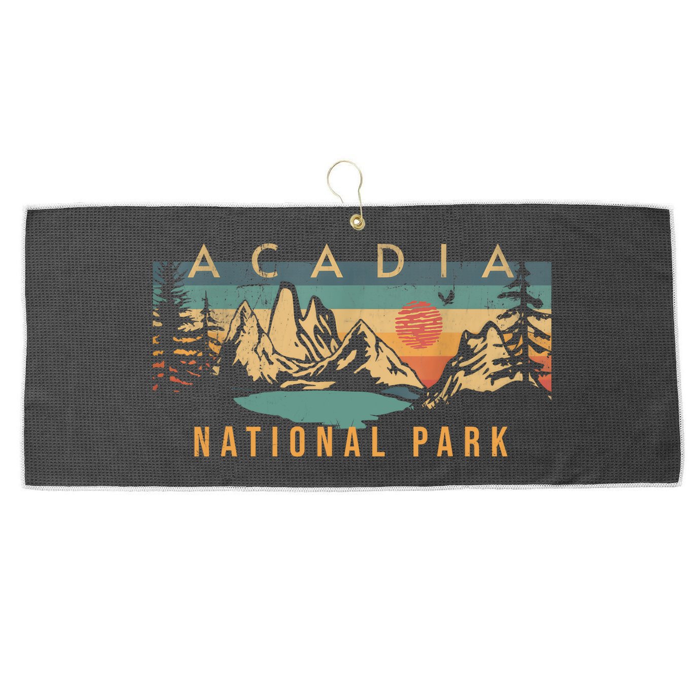 Acadia National Park Vintage Retro Large Microfiber Waffle Golf Towel
