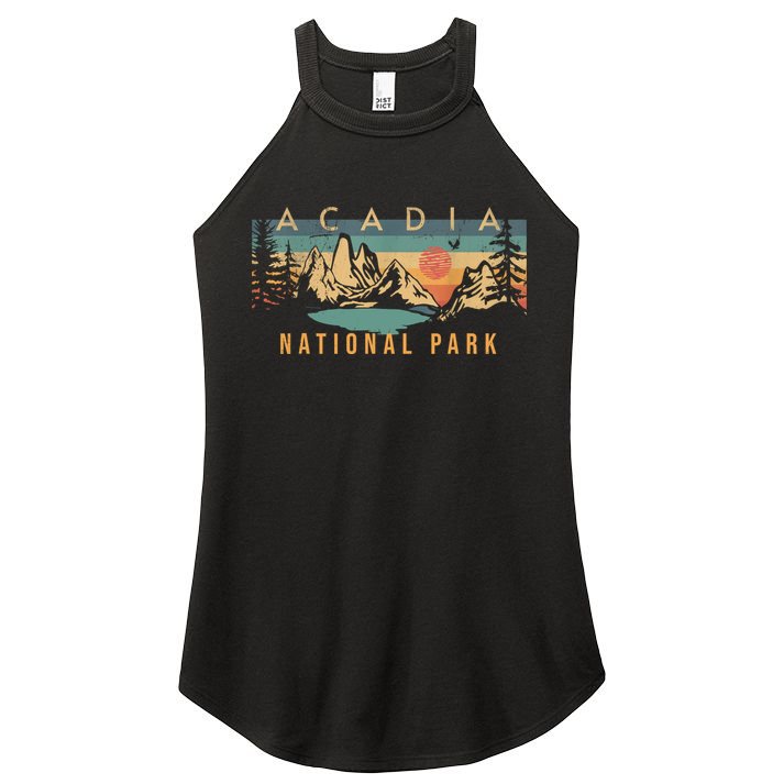 Acadia National Park Vintage Retro Women's Perfect Tri Rocker Tank