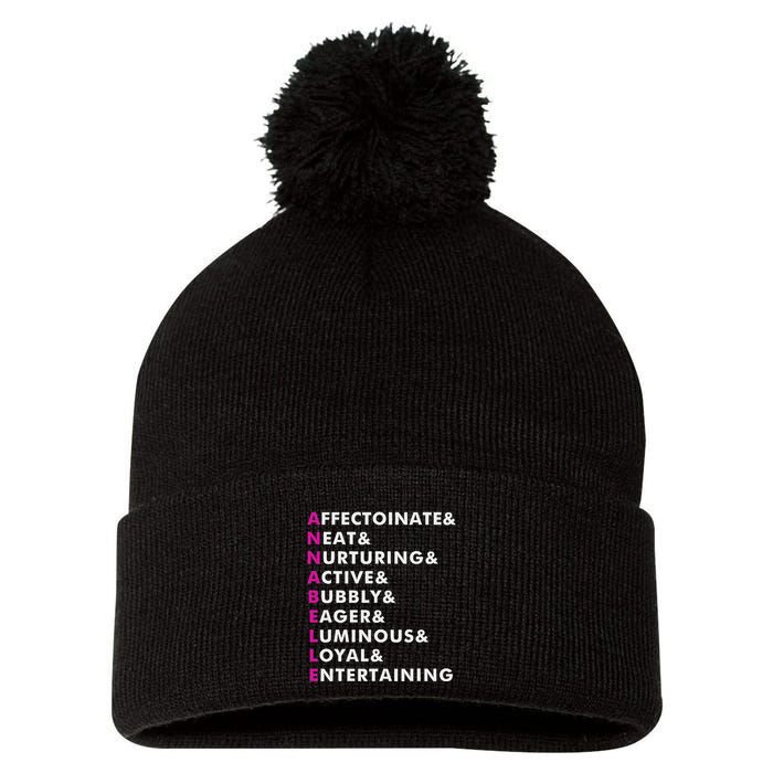 Annabelle Name Personalized Gift Pom Pom 12in Knit Beanie
