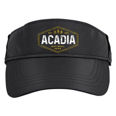 Acadia National Park Vintage Tree Hexagon Badge Hiking Adult Drive Performance Visor