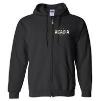 Acadia National Park Vintage Tree Hexagon Badge Hiking Full Zip Hoodie