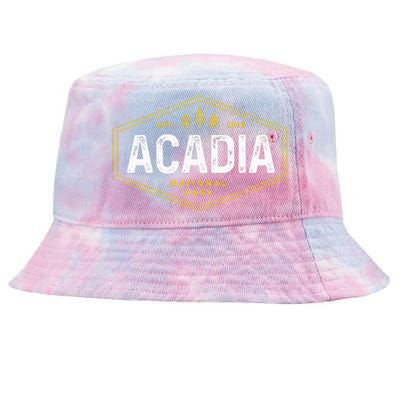 Acadia National Park Vintage Tree Hexagon Badge Hiking Tie-Dyed Bucket Hat