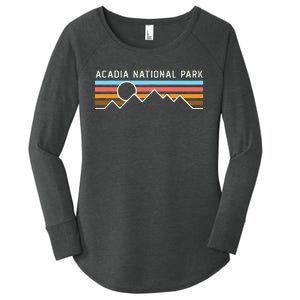 Acadia National Park Retro Mountain Lines Camping Hiking Women's Perfect Tri Tunic Long Sleeve Shirt