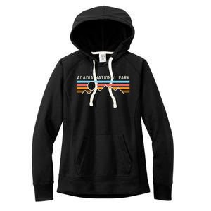 Acadia National Park Retro Mountain Lines Camping Hiking Women's Fleece Hoodie