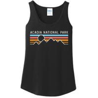 Acadia National Park Retro Mountain Lines Camping Hiking Ladies Essential Tank