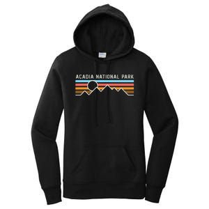 Acadia National Park Retro Mountain Lines Camping Hiking Women's Pullover Hoodie