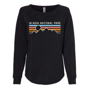 Acadia National Park Retro Mountain Lines Camping Hiking Womens California Wash Sweatshirt