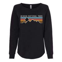 Acadia National Park Retro Mountain Lines Camping Hiking Womens California Wash Sweatshirt