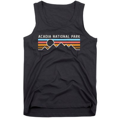 Acadia National Park Retro Mountain Lines Camping Hiking Tank Top