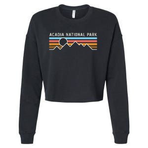 Acadia National Park Retro Mountain Lines Camping Hiking Cropped Pullover Crew