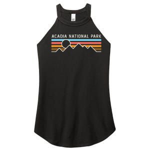 Acadia National Park Retro Mountain Lines Camping Hiking Women's Perfect Tri Rocker Tank