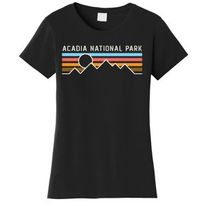 Acadia National Park Retro Mountain Lines Camping Hiking Women's T-Shirt