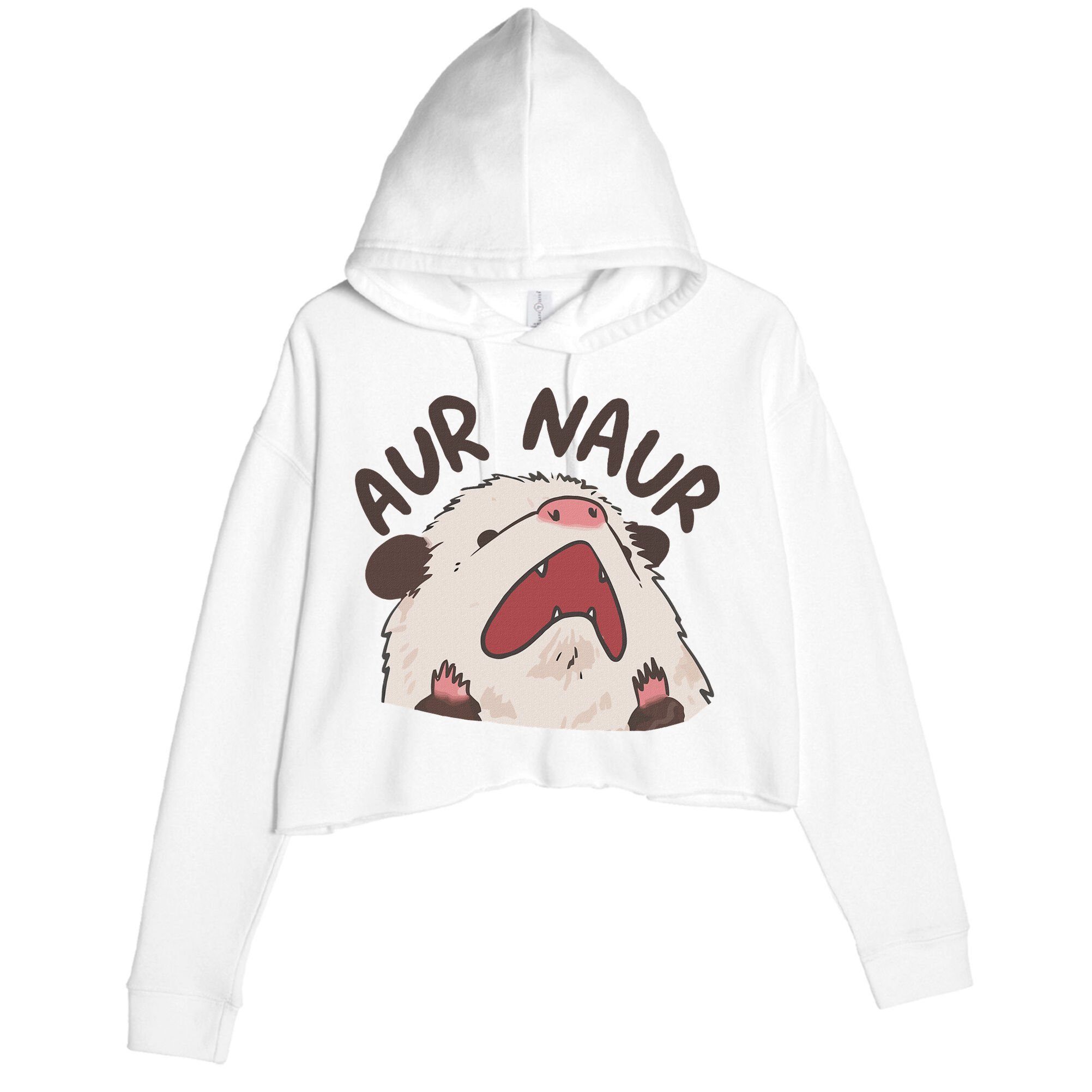 Aur Naur Possum Cute Funny Sarcastic Meme Crop Fleece Hoodie