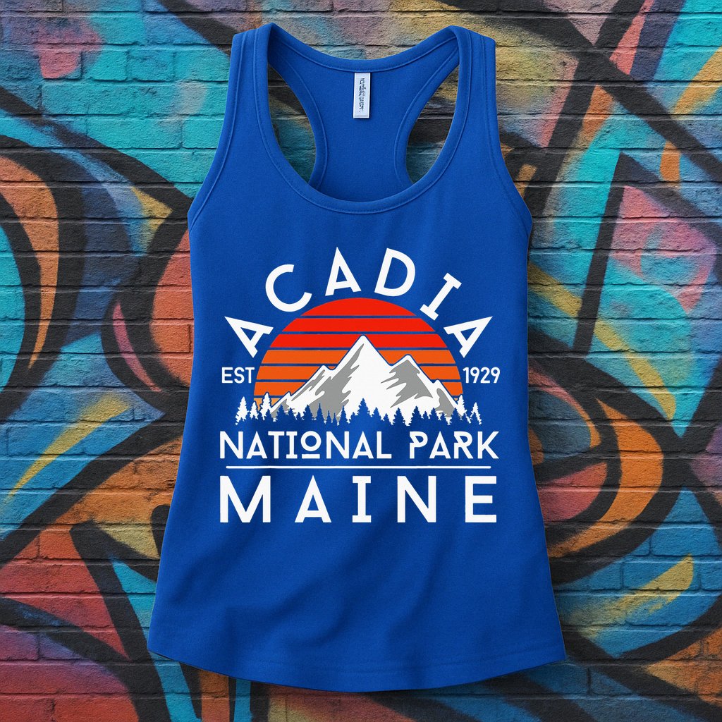 Acadia National Park Maine Hike Outdoors Vintage Womens Tank Top