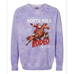 Annual North Pole Rodeo Western Christmas Cowboy Santa Colorblast Crewneck Sweatshirt