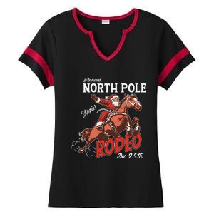 Annual North Pole Rodeo Western Christmas Cowboy Santa Ladies Halftime Notch Neck Tee