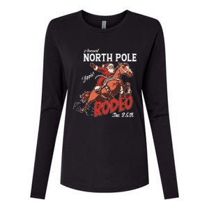 Annual North Pole Rodeo Western Christmas Cowboy Santa Womens Cotton Relaxed Long Sleeve T-Shirt