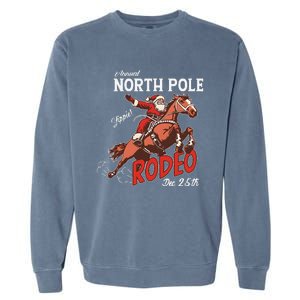 Annual North Pole Rodeo Western Christmas Cowboy Santa Garment-Dyed Sweatshirt