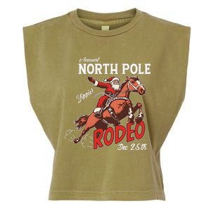 Annual North Pole Rodeo Western Christmas Cowboy Santa Garment-Dyed Women's Muscle Tee