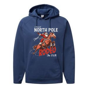 Annual North Pole Rodeo Western Christmas Cowboy Santa Performance Fleece Hoodie