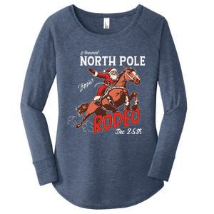 Annual North Pole Rodeo Western Christmas Cowboy Santa Women's Perfect Tri Tunic Long Sleeve Shirt