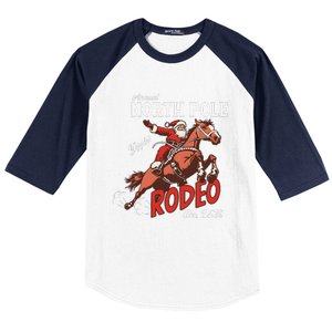 Annual North Pole Rodeo Western Christmas Cowboy Santa Baseball Sleeve Shirt