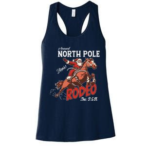 Annual North Pole Rodeo Western Christmas Cowboy Santa Women's Racerback Tank