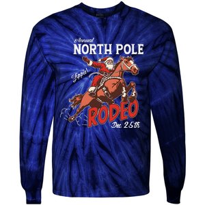 Annual North Pole Rodeo Western Christmas Cowboy Santa Tie-Dye Long Sleeve Shirt