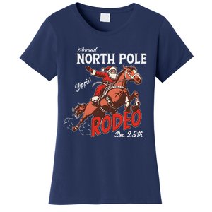 Annual North Pole Rodeo Western Christmas Cowboy Santa Women's T-Shirt