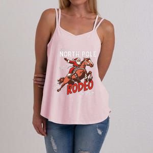 Annual North Pole Rodeo Western Christmas Cowboy Santa Women's Strappy Tank