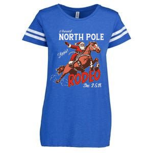 Annual North Pole Rodeo Western Christmas Cowboy Santa Enza Ladies Jersey Football T-Shirt