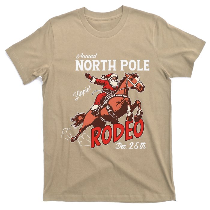 Annual North Pole Rodeo Western Christmas Cowboy Santa T-Shirt