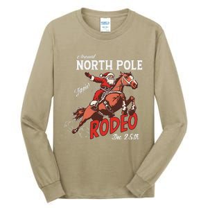 Annual North Pole Rodeo Western Christmas Cowboy Santa Tall Long Sleeve T-Shirt