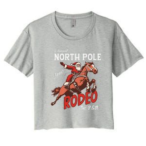 Annual North Pole Rodeo Western Christmas Cowboy Santa Women's Crop Top Tee