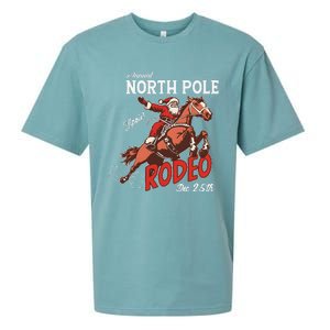 Annual North Pole Rodeo Western Christmas Cowboy Santa Sueded Cloud Jersey T-Shirt