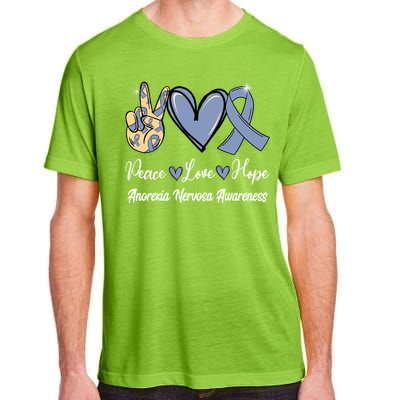 Anorexia Nervosa Peace Love Hope Perwinkle Blue Ribbon Gift Adult ChromaSoft Performance T-Shirt