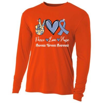 Anorexia Nervosa Peace Love Hope Perwinkle Blue Ribbon Gift Cooling Performance Long Sleeve Crew