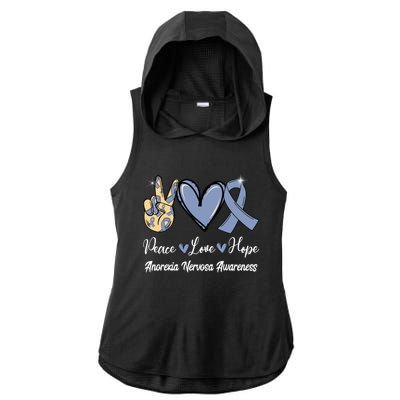 Anorexia Nervosa Peace Love Hope Perwinkle Blue Ribbon Gift Ladies PosiCharge Tri-Blend Wicking Draft Hoodie Tank