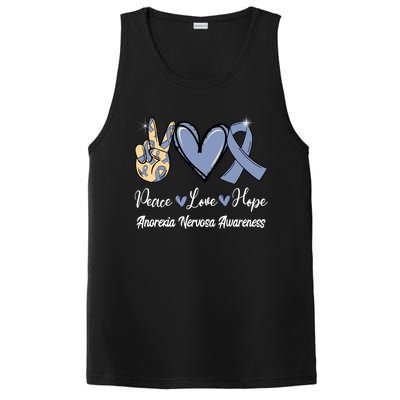 Anorexia Nervosa Peace Love Hope Perwinkle Blue Ribbon Gift PosiCharge Competitor Tank